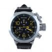 SPEATAK 60114G Men's Fashion Stainless Steel PU Leather Wrist Watch - Black + Silver + Yellow