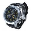 SPEATAK 60114G Men's Fashion Stainless Steel PU Leather Wrist Watch - Black + Silver + Yellow