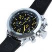 SPEATAK 60114G Men's Fashion Stainless Steel PU Leather Wrist Watch - Black + Silver + Yellow