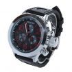 SPEATAK 60114G Men's Fashion Stainless Steel PU Leather Wrist Watch - Black + Silver + Red