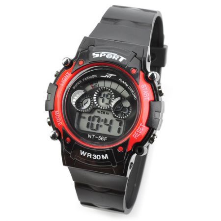 Multifunction Digital Sports Wrist Watch w / Luminous Hand - Black + Red