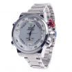 WEIDE WH-2309 Quartz & LED Electronics Dual Time Display Men's Wrist Watch Silver