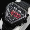 WEIDE WH-1102 Quartz & LED Electronics Dual Time Display Men's Wrist Watch - Black + Silver