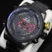 WEIDE WH-2039 Men's Quartz & LED Electronics Dual Time Display Wrist Watch Black