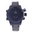 WEIDE WH-2039 Men's Quartz & LED Electronics Dual-Display Wrist Watch - Black + Blue