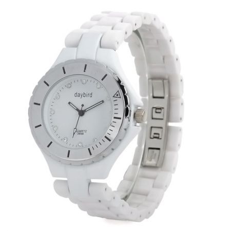 Daybird 3698 Elegant Ceramic Woman Wrist Watch - White + Silver
