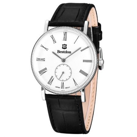 BESTDON BD98104G Men's Fashionable Waterproof Quartz Wrist Watch ?C Black + Silver + White