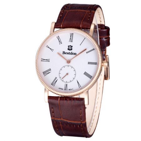 BESTDON BD98104G Men's Fashionable Waterproof Quartz Wrist Watch ?C Gold + Brown + White