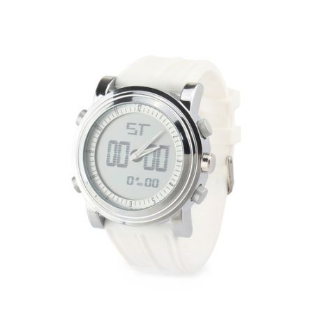 SINOBI 9368 Men's Fashion Dual Display Analog Quartz Watch - White + Silver