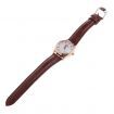 Women's Fashion Leather Strap Quartz Wrist Watch with Rhinestone Decoration - Brown + Rose Gold