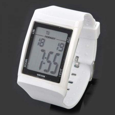 Sports Diving Wrist Watch w/ EL Backlit / Calendar / Stopwatch / Alarm Clock White