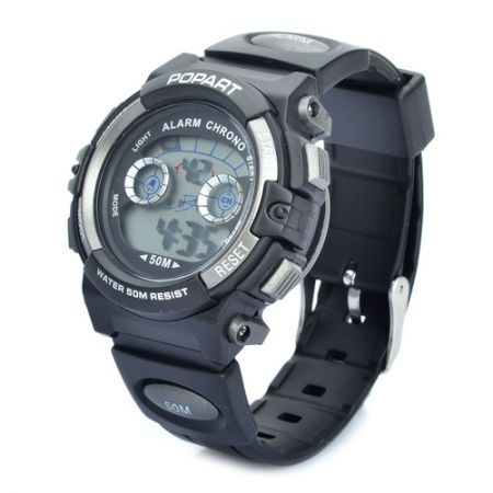 Sports Diving Wrist Watch w/ EL Backlit/ Week/ Stopwatch/ Alarm Clock - Black + Grey