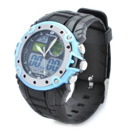 Sports Diving Wrist Watch w/ EL Backlit / Week / Stopwatch / Alarm Clock - Black + Blue