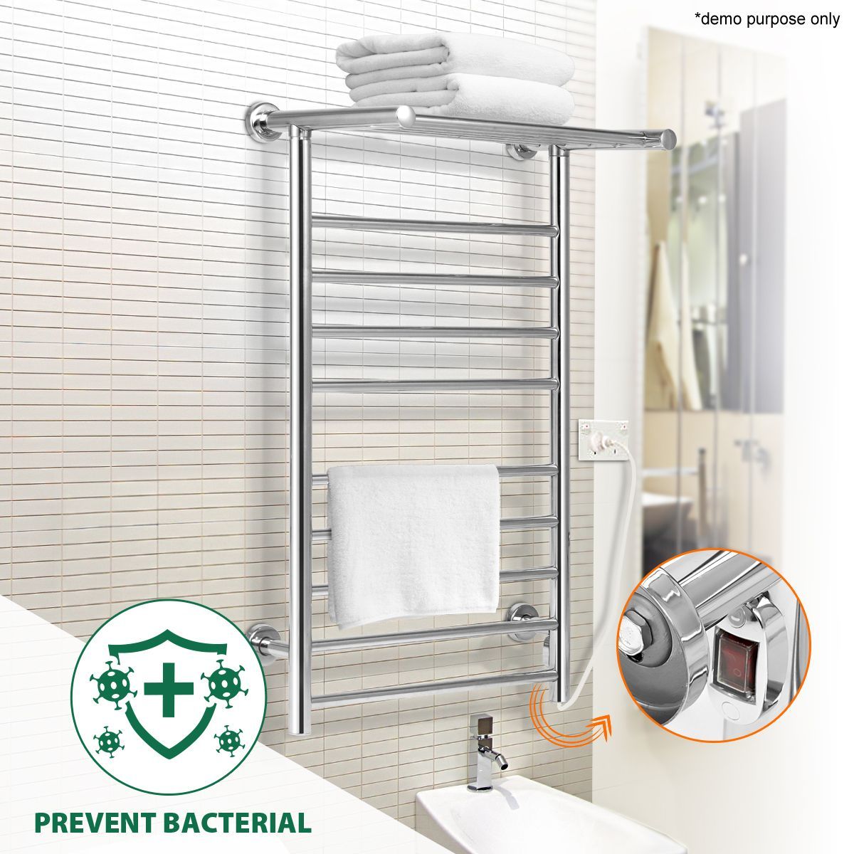 130W- Wall Mounted Heated Towel Rack