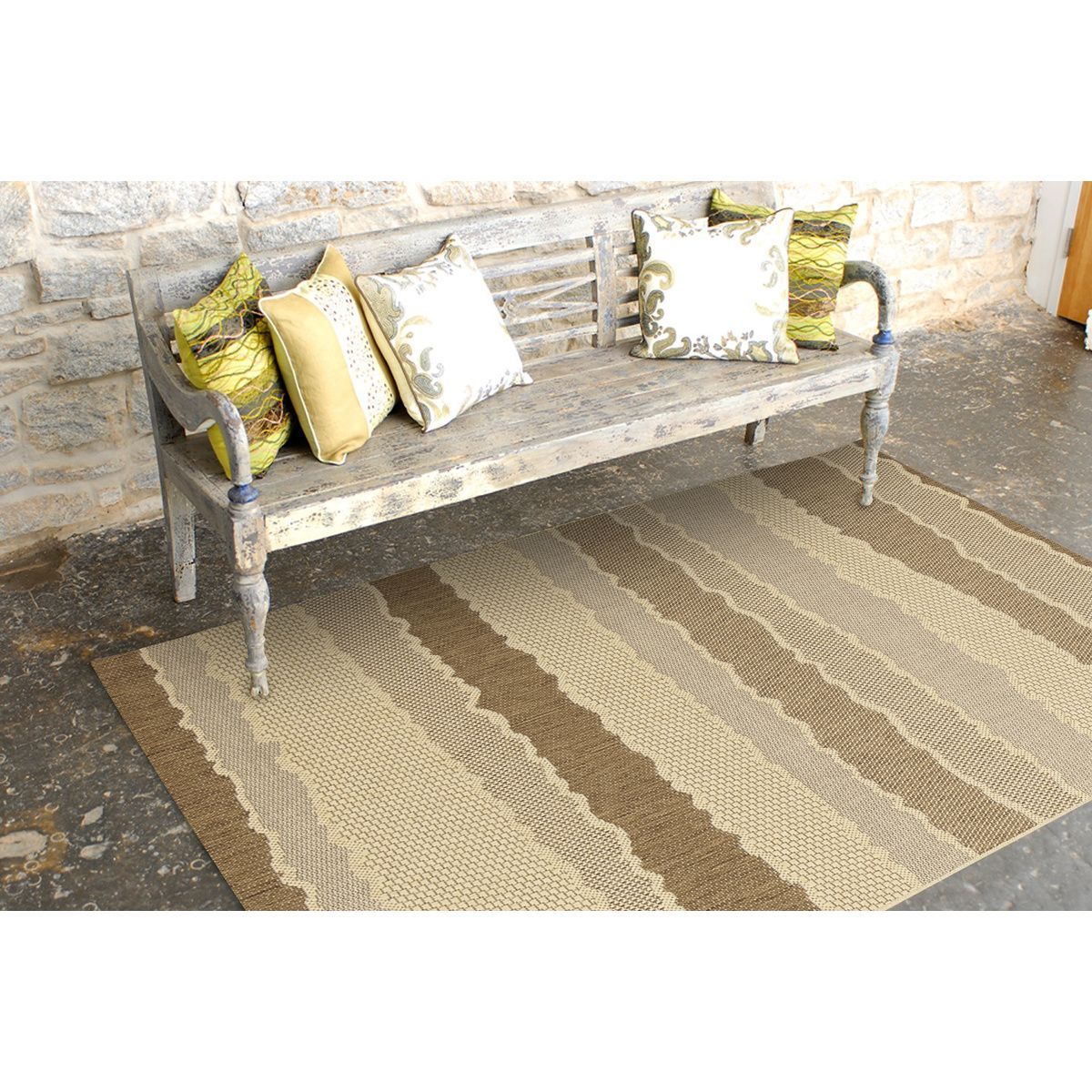 Indoor/Outdoor Wave Rug Beige Brown270cmx180cm
