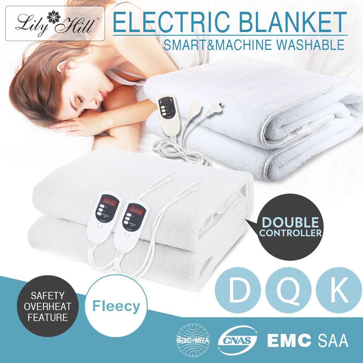New Fleecy Electric Blanket Heated Fully Fitted Double King Queen Size Bed
