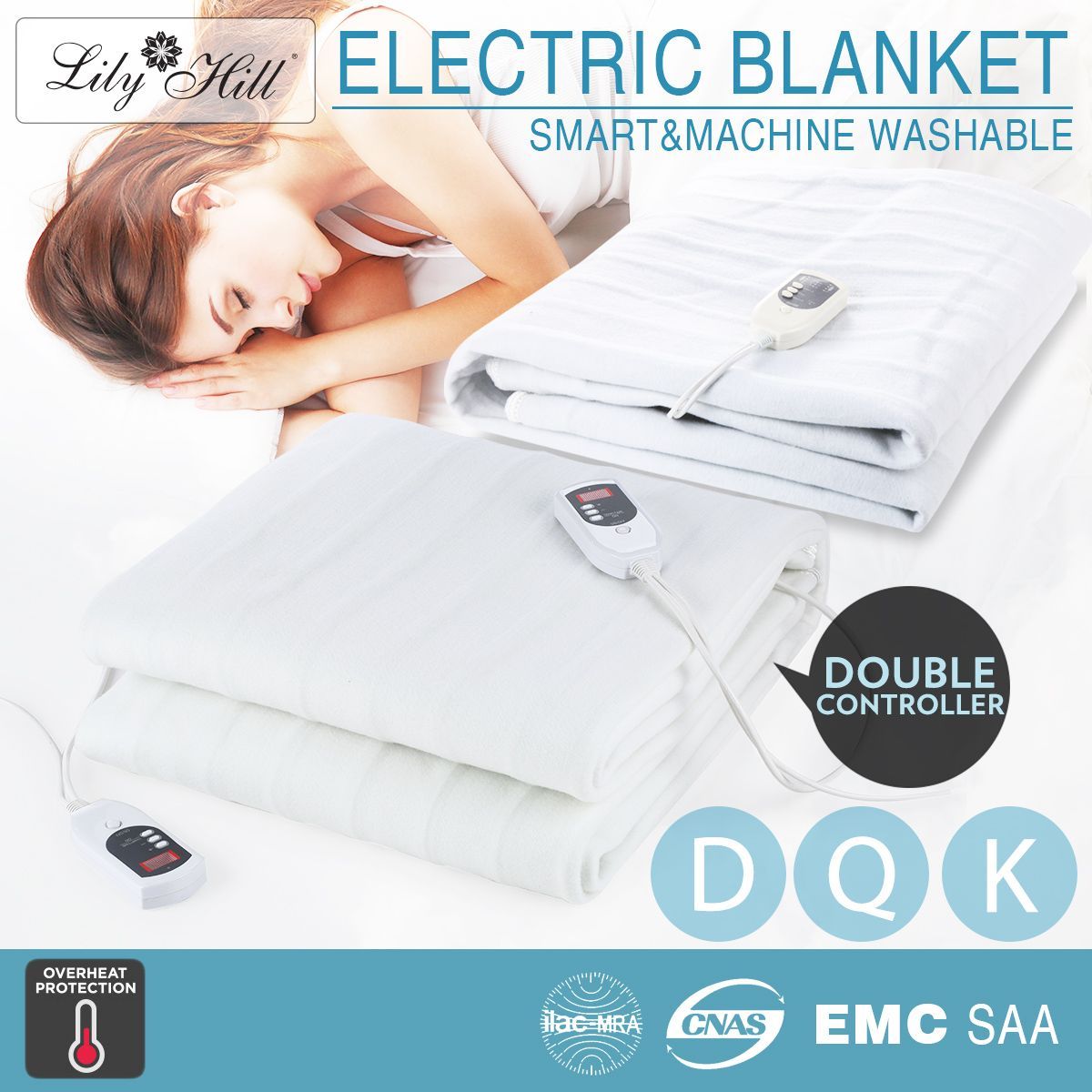 New Electric Blanket Detachable Dual Control Double King Queen All Size