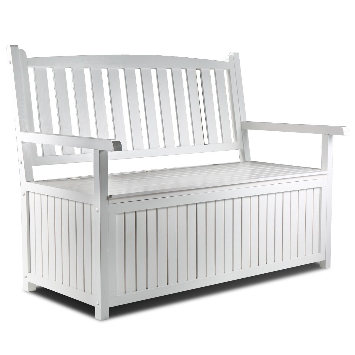 High Back White Wooden Outdoor Garden Storage Bench | Crazy Sales