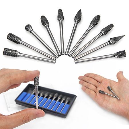 Carbide Burr Set 10Pcs Die Grinder Bits Compatible with Dremel