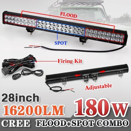 28 Inch 180W CREE LED Work Light Bar Flood Spot Offroad Driving Lamp Ute 4x4