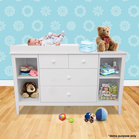 White Baby Changing Table with Four Drawers