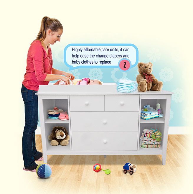 White Baby Changing Table with Four Drawers Crazy Sales