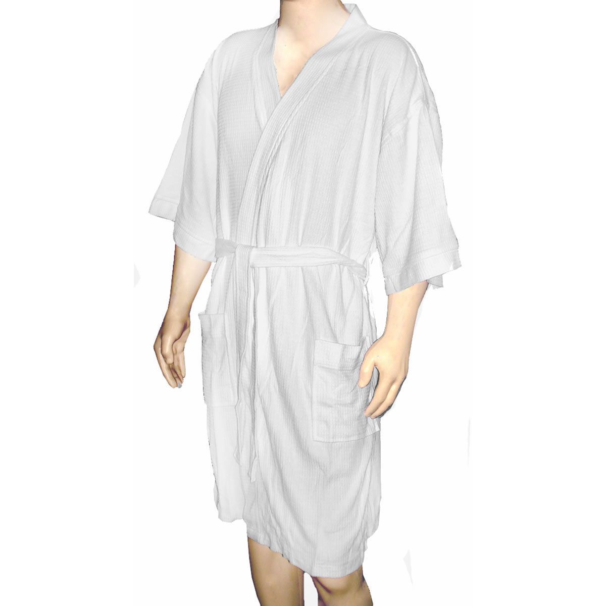 Waffle Bath Robe Unisex 100 Cotton White