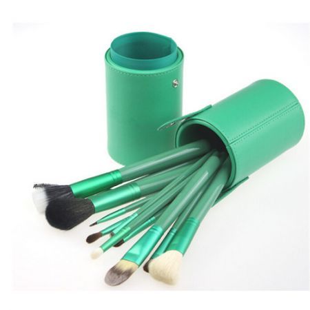 13pcs Professional Makeup Brush Set Cosmetic Brush Kit Makeup Tool with Cup Holder Case Green