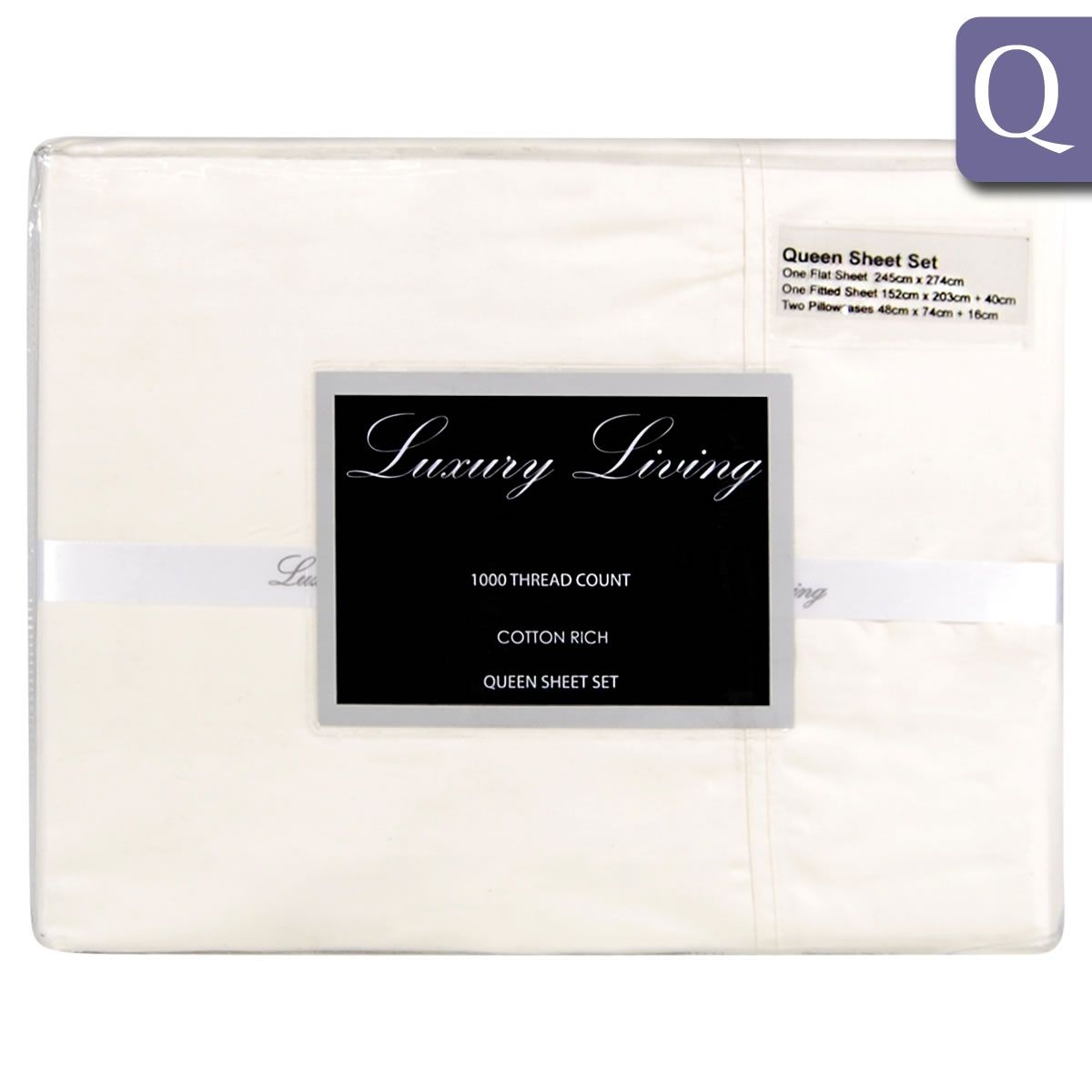 Ivory Luxury Living 1000TC Queen Sheet Set