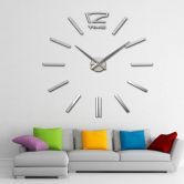 Modern DIY Wall Clock Creative Scale Large Watch Decor Stickers Set Mirror Effect Acrylic Glass Decal Home Removable Decoration Silver