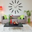 DIY Wall Clock Creative Large Watch Decor Stickers Set Mirror Effect Acrylic Glass Decal Home Removable Decoration Black