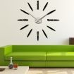 DIY Wall Clock Creative Large Watch Decor Stickers Set Mirror Effect Acrylic Glass Decal Home Removable Decoration Black