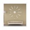 DIY Wall Clock Creative Large Watch Decor Stickers Set Mirror Effect Acrylic Glass Decal Home Removable Decoration Silver