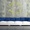 Modern DIY Wall Clock Creative Large Watch Decor Stickers Set Mirror Effect Acrylic Glass Decal Home Removable Decoration Golden