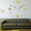 Simple Digits Wall Clock Sticker Set Creative DIY Mirror Effect Acrylic Glass Decal Home Removable Decoration Golden