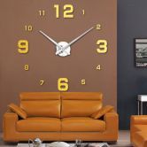 Simple Digits Wall Clock Sticker Set Creative DIY Mirror Effect Acrylic Glass Decal Home Removable Decoration Golden