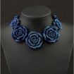 Mysterious Blue Rose Flowers Necklace