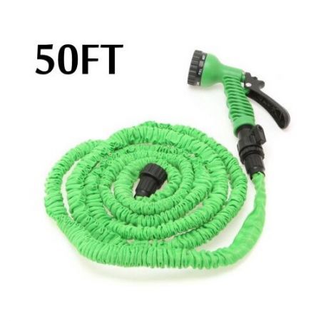 LUD 50FT Ultralight Flexible 3X Expandable Garden Magic Water Hose Pipe Green