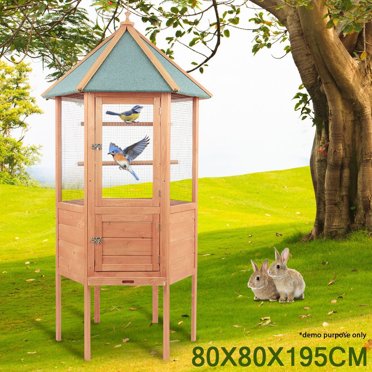 Image showcasing Large Weather Proof Wooden Bird Cage