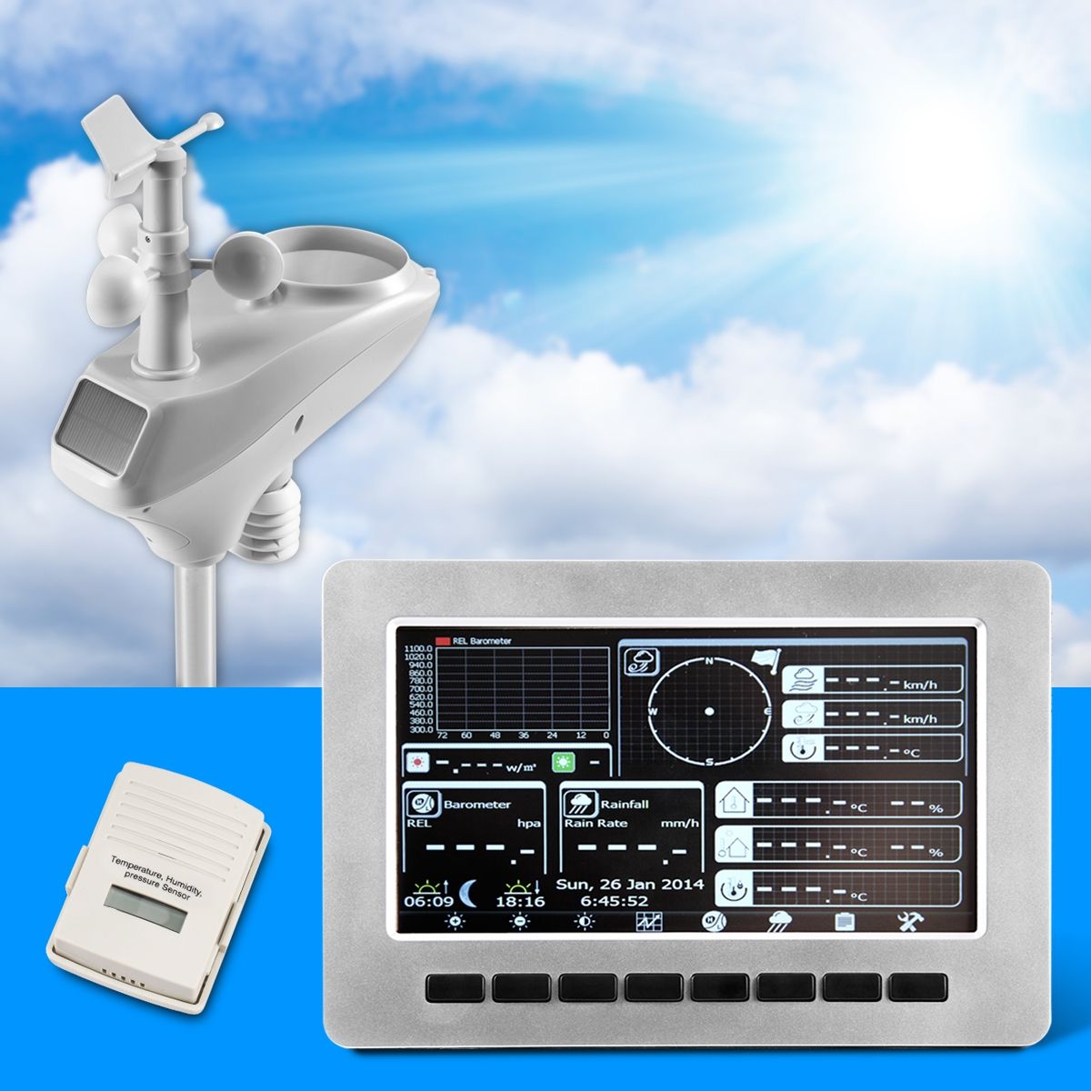 Solar Weather station Professional with Wi Fi / TFT Display