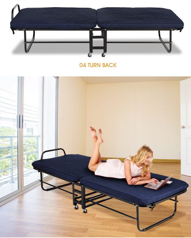 Folding Bed with Mattress and Adjustable Headrest Crazy Sales