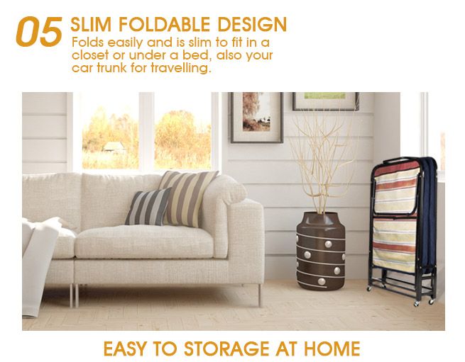 Folding Bed with Mattress and Adjustable Headrest Crazy Sales