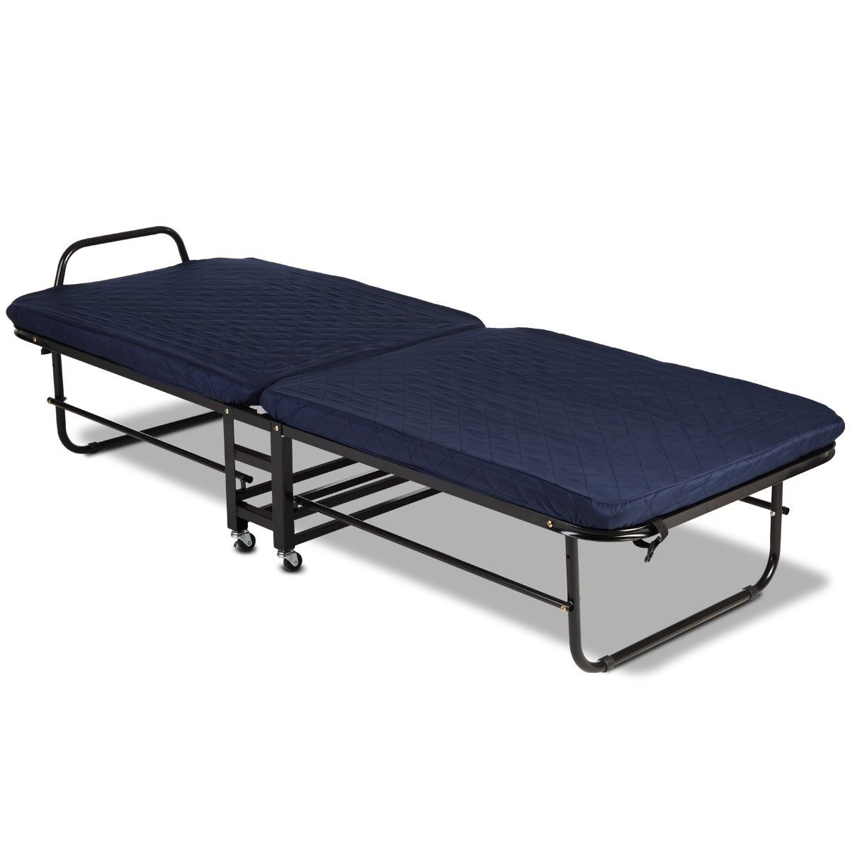 Folding Bed with Mattress and Adjustable Headrest Crazy Sales