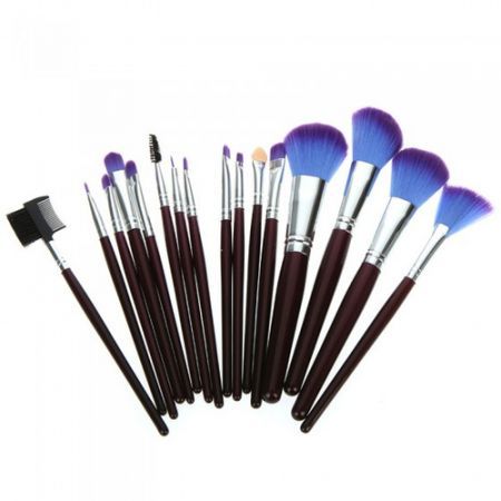 16 PCS Makeup Brush Set + Purple Pouch Bag
