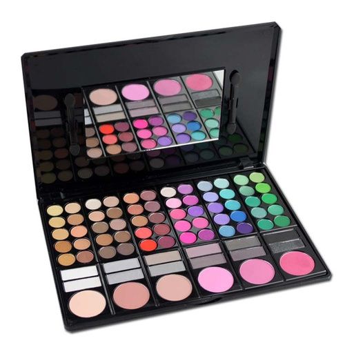 Professional 78 Color Cosmetics Eye Shadow Lip Gloss Blush Foundation Makeup Palette with Mirror Foam Tip Applicator P78-02