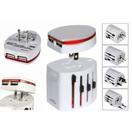 Universal Travel Adapter & USB Charger - White