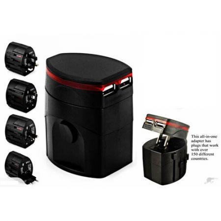 Universal Travel Adapter & USB Charger - Black