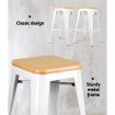 Set of 2 Replica Tolix Kitchen Bar Stool Bamboo Seat 66cm - White