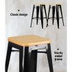 Set of 2 Replica Tolix Kitchen Bar Stool Bamboo Seat 66cm - Black