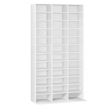 Adjustable CD DVD Book Storage Shelf - White